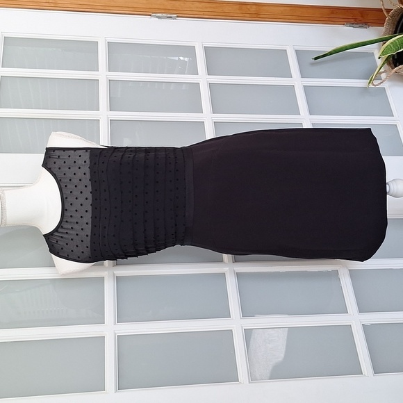 LOFT Black Polka Dot Layered Sheath Dress - Picture 1 of 14